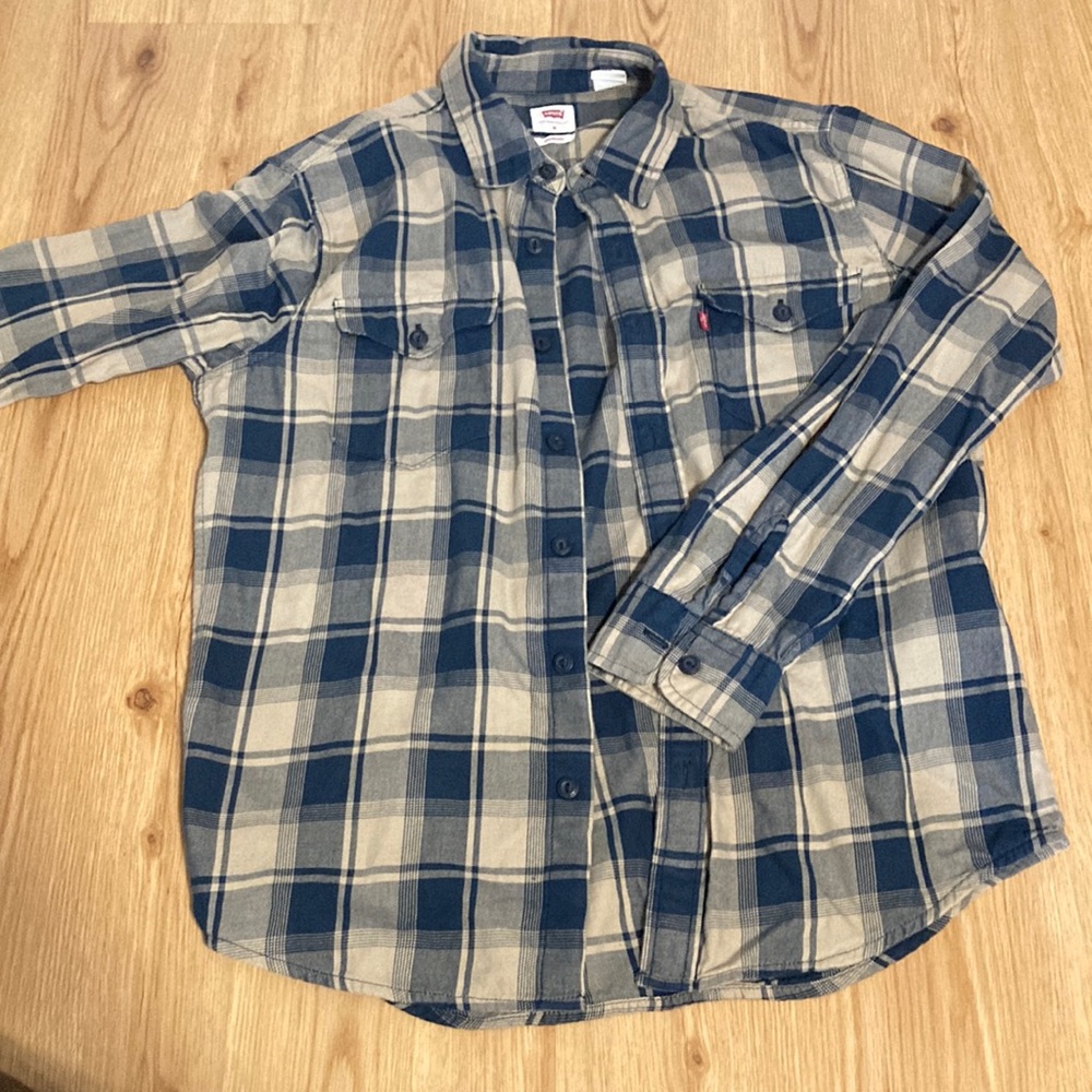 Blue and Tan Levi Button Down